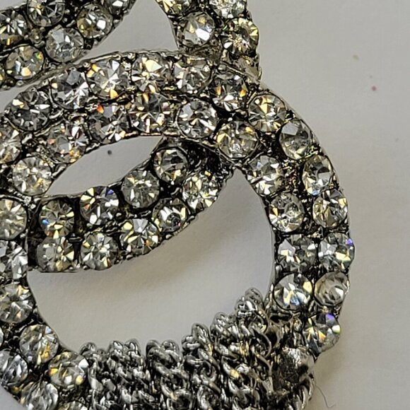 Long Rhinestone Tassel Earrings - Picture 4 of 11